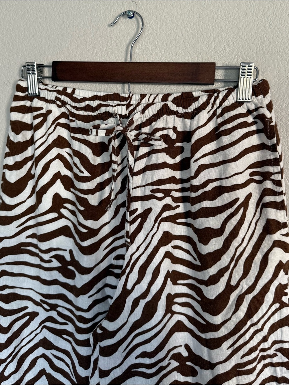 Sincerely Jules Brown and White Zebra Wide-Leg Pants Small